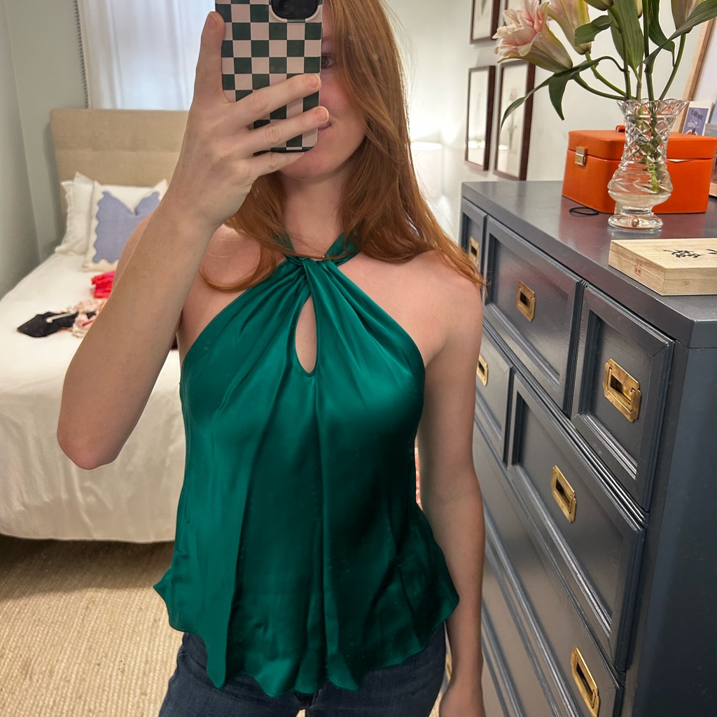 Amanda Uprichard Wanda Top In Dark Green (Size Small)